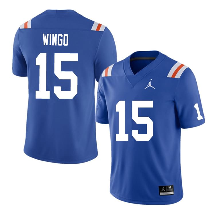 Men's NCAA Florida Gators Derek Wingo #15 Stitched Authentic Nike Blue Throwback College Football Jersey IBQ0865LK